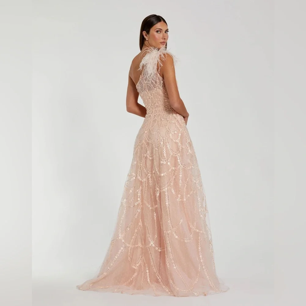 NWT $798 MAC DUGGAL Embellished One Shoulder A Line Gown DRESS MAXI 20389